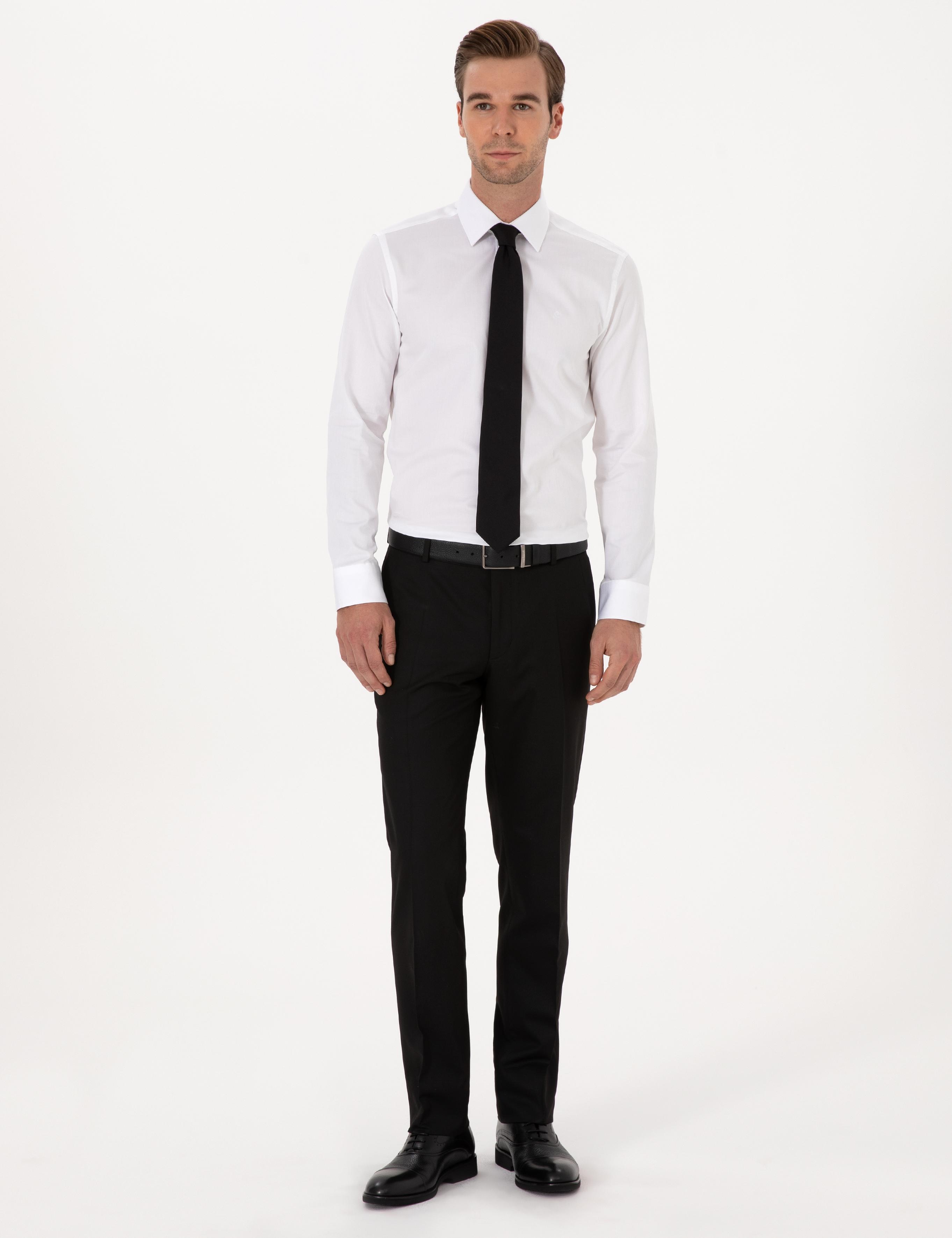 Beyaz Slim Fit %100 Pamuk Klasik Gömlek - 50318179004