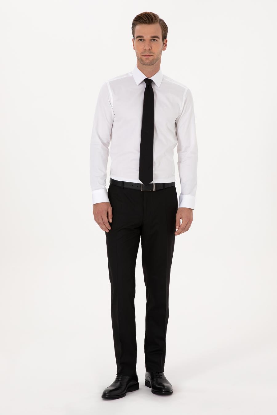 Beyaz Slim Fit %100 Pamuk Klasik Gömlek - 50318179004