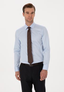 Açık Mavi Slim Fit %100 Pamuk Klasik Gömlek