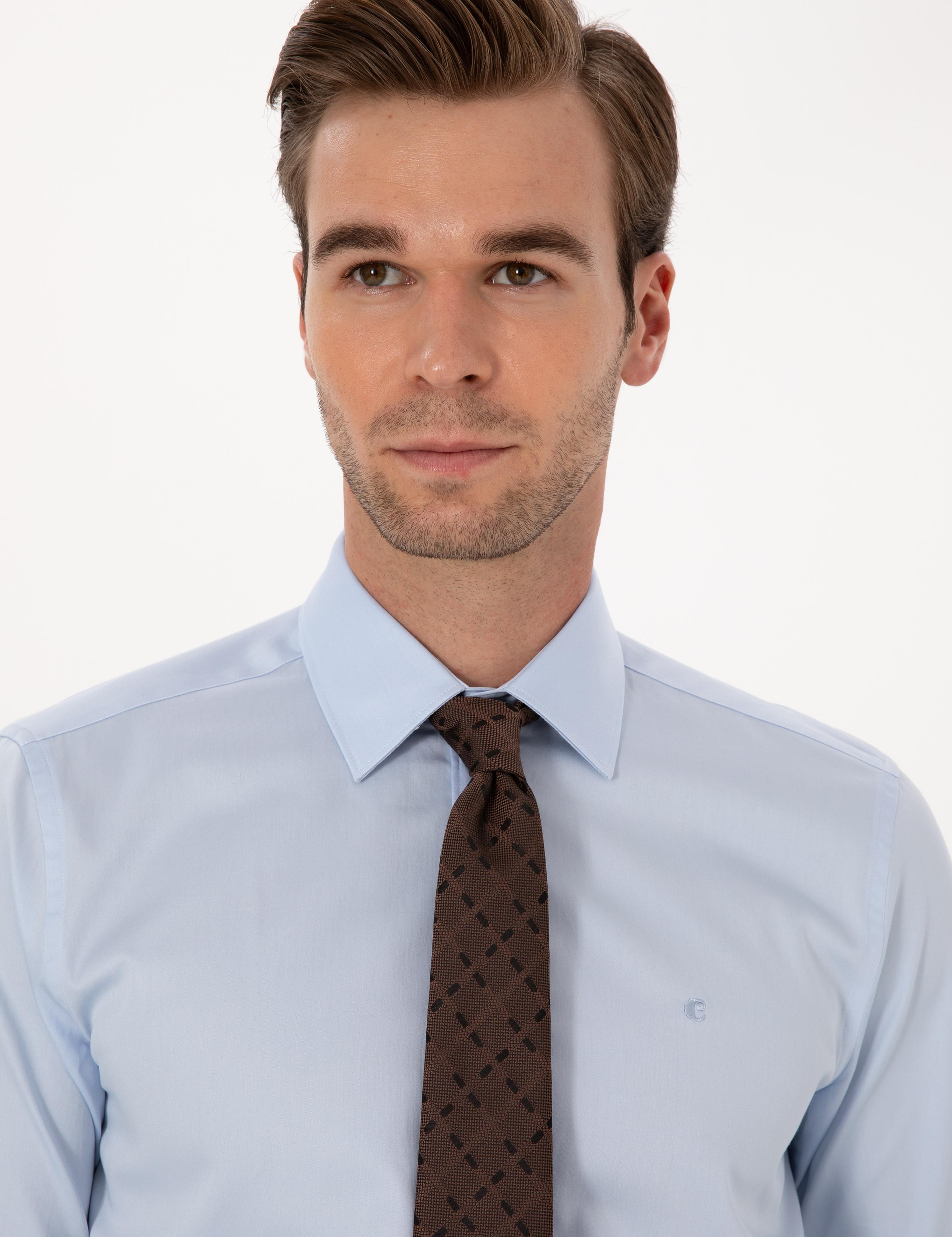 Açık Mavi Slim Fit %100 Pamuk Klasik Gömlek - 50318179023