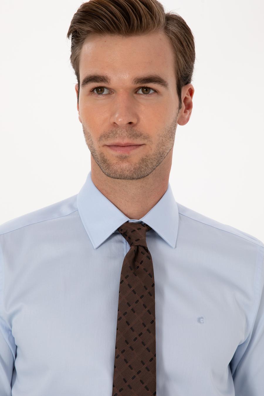 Açık Mavi Slim Fit %100 Pamuk Klasik Gömlek - 50318179023