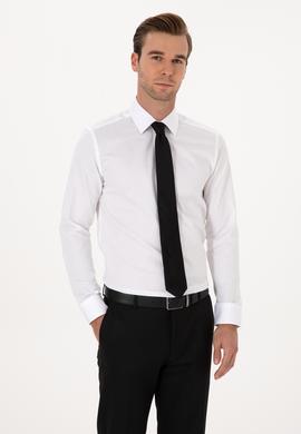 Beyaz Slim Fit %100 Pamuk Klasik Gömlek