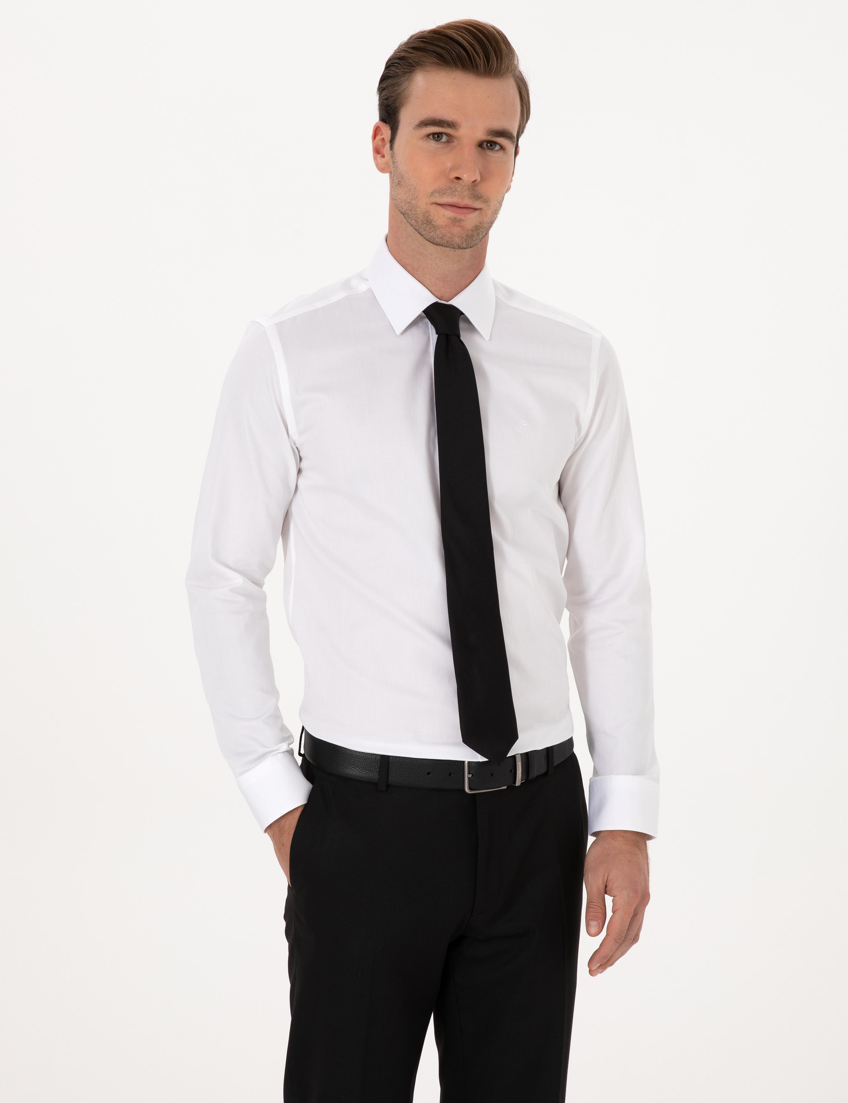 Beyaz Slim Fit %100 Pamuk Klasik Gömlek - 50318179004
