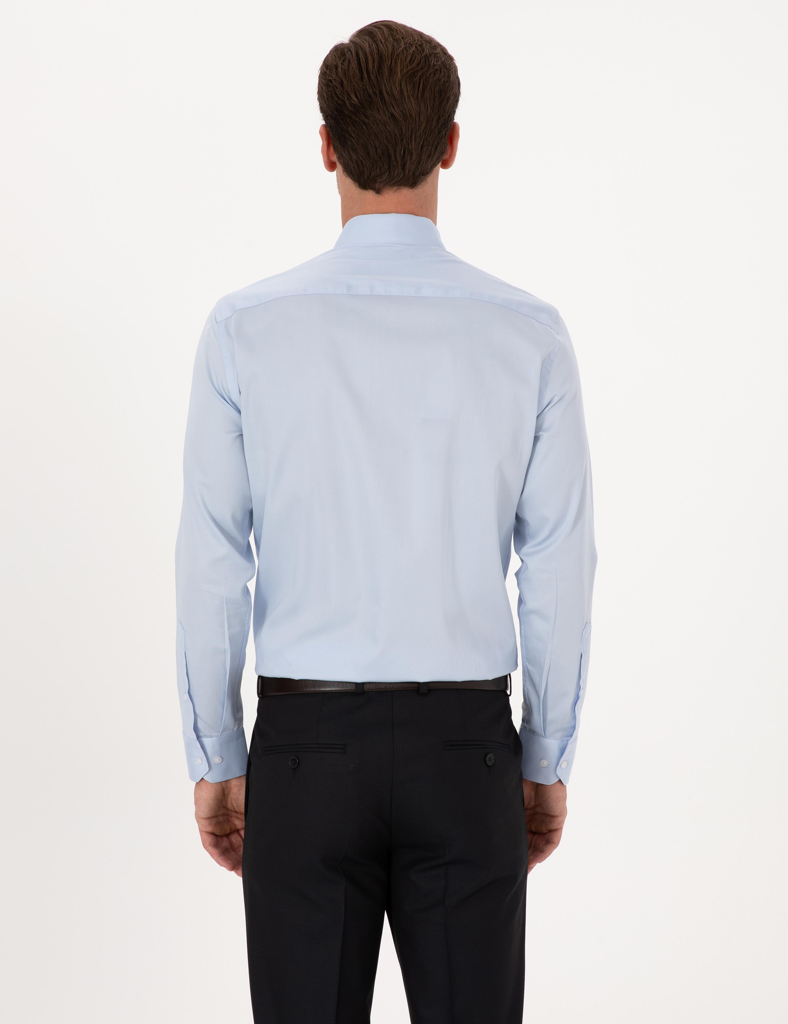 Açık Mavi Slim Fit %100 Pamuk Klasik Gömlek - 50318179023