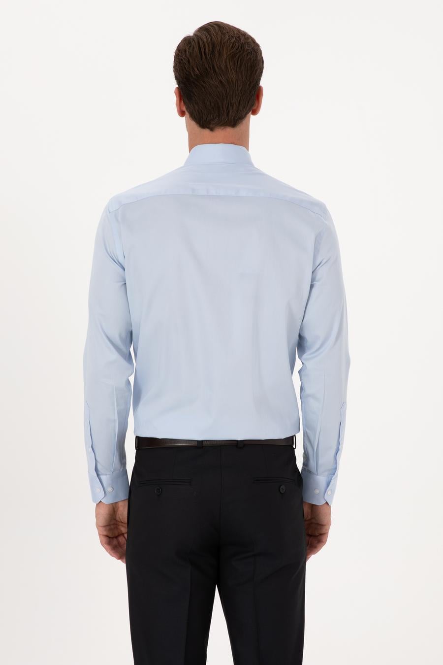 Açık Mavi Slim Fit %100 Pamuk Klasik Gömlek - 50318179023