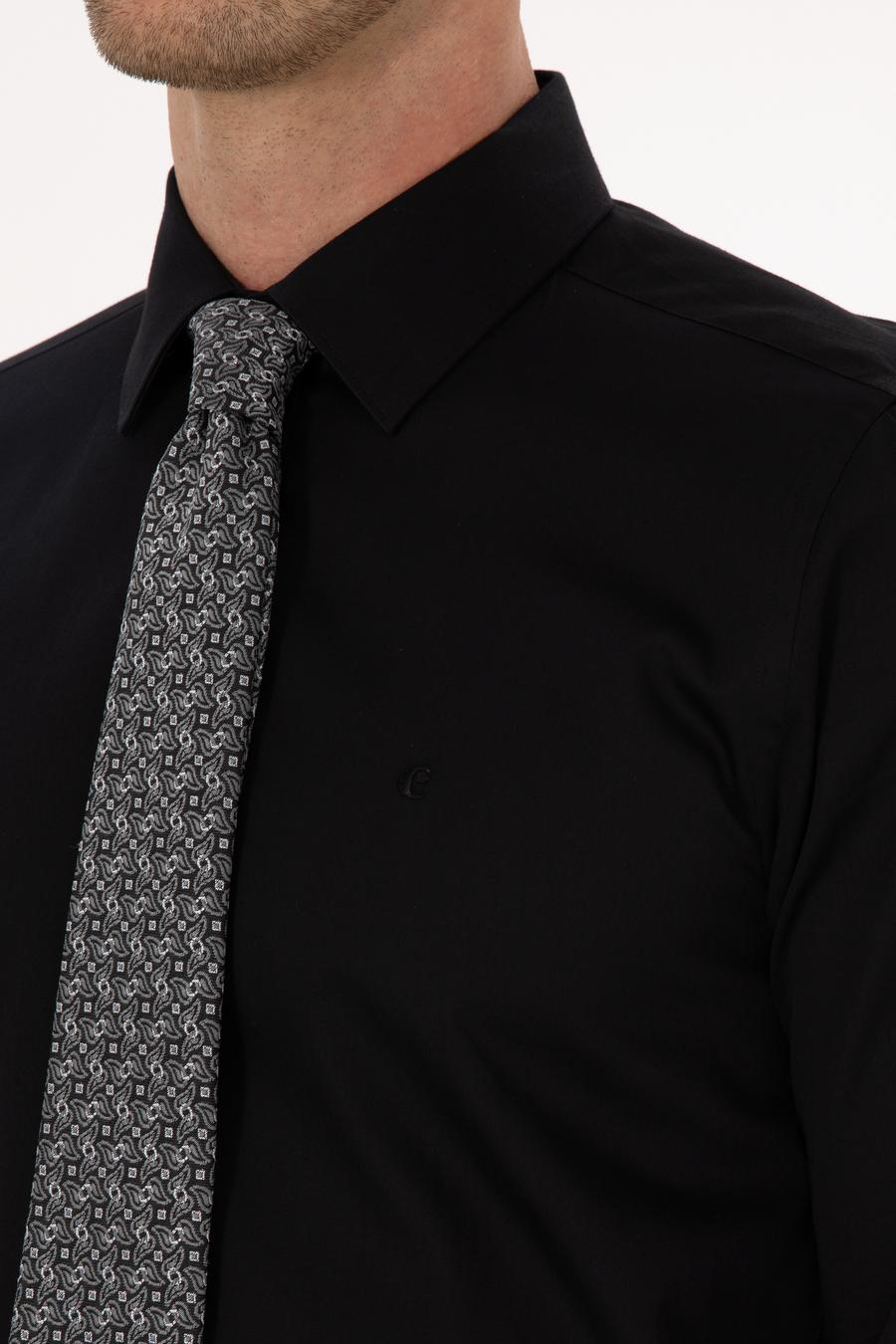 Siyah Slim Fit %100 Pamuk Klasik Gömlek - 50318179041