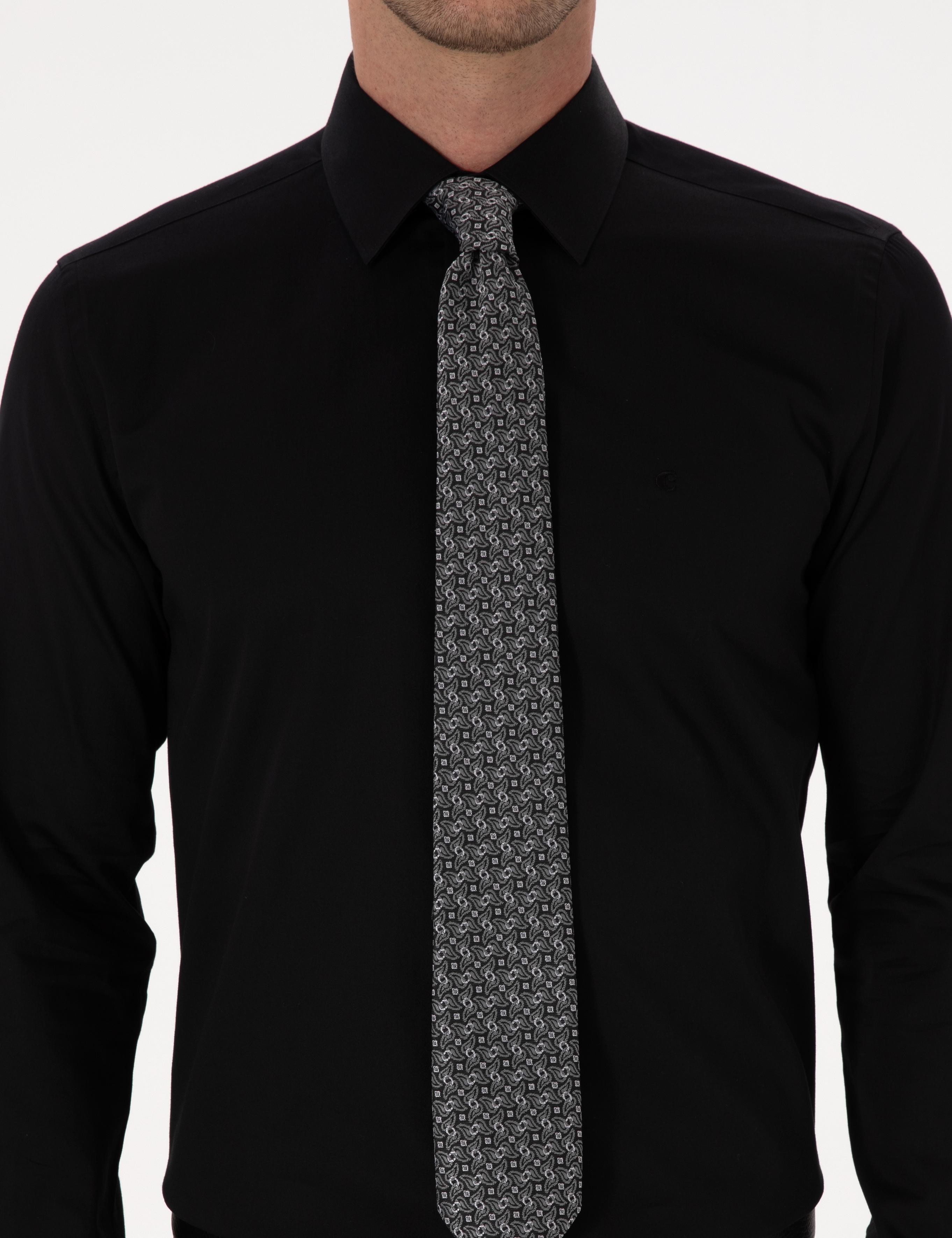 Siyah Slim Fit %100 Pamuk Klasik Gömlek - 50318179041
