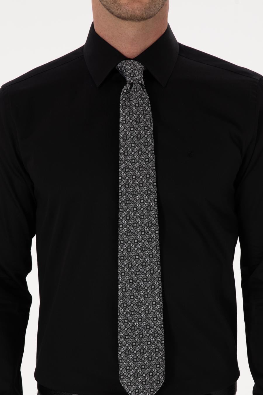 Siyah Slim Fit %100 Pamuk Klasik Gömlek - 50318179041