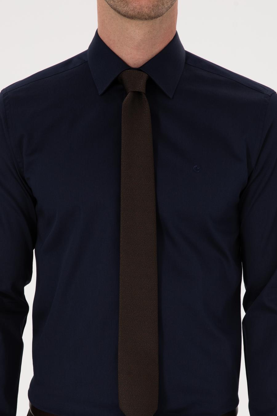 Lacivert Slim Fit %100 Pamuk Klasik Gömlek - 50318179058