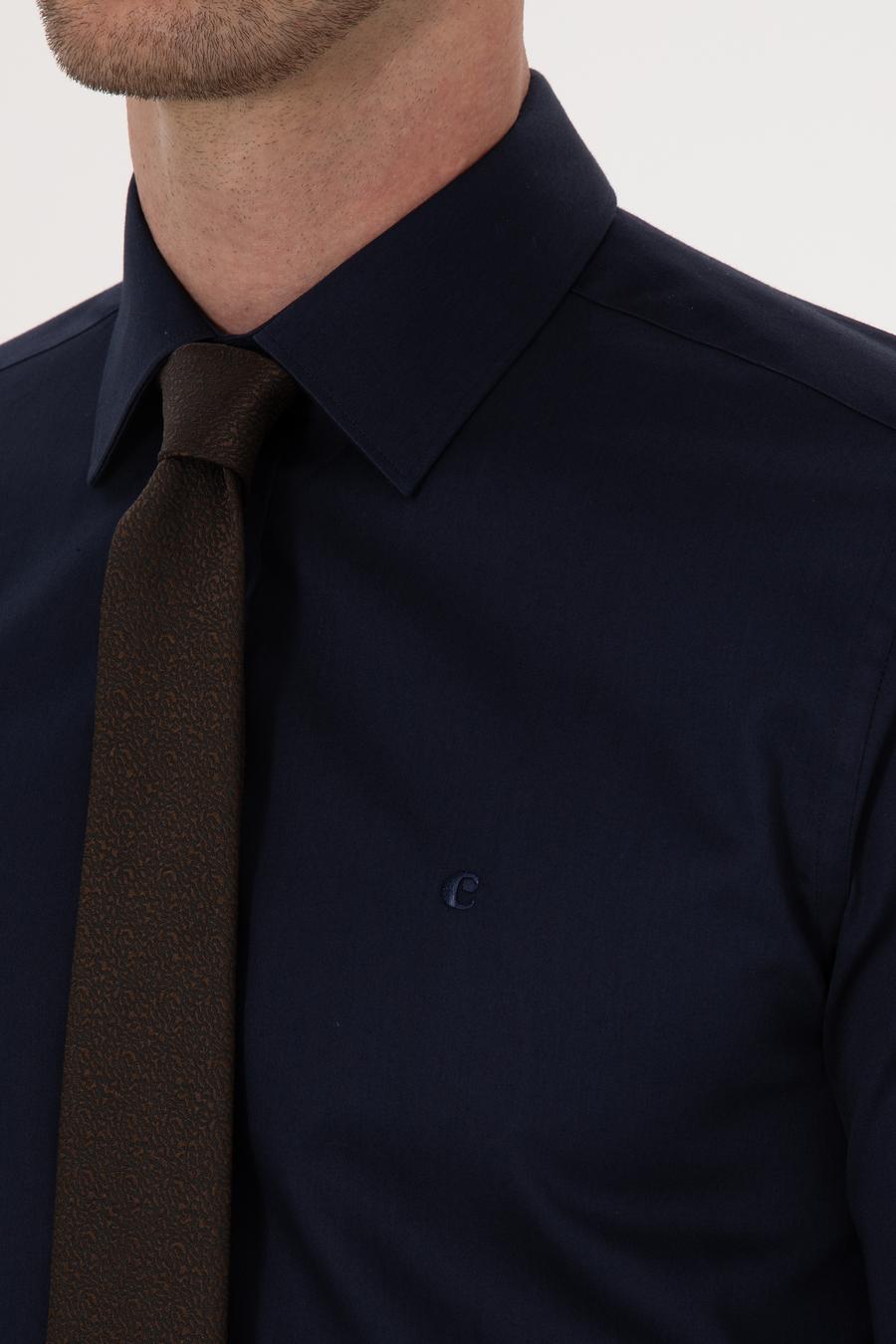 Lacivert Slim Fit %100 Pamuk Klasik Gömlek - 50318179058