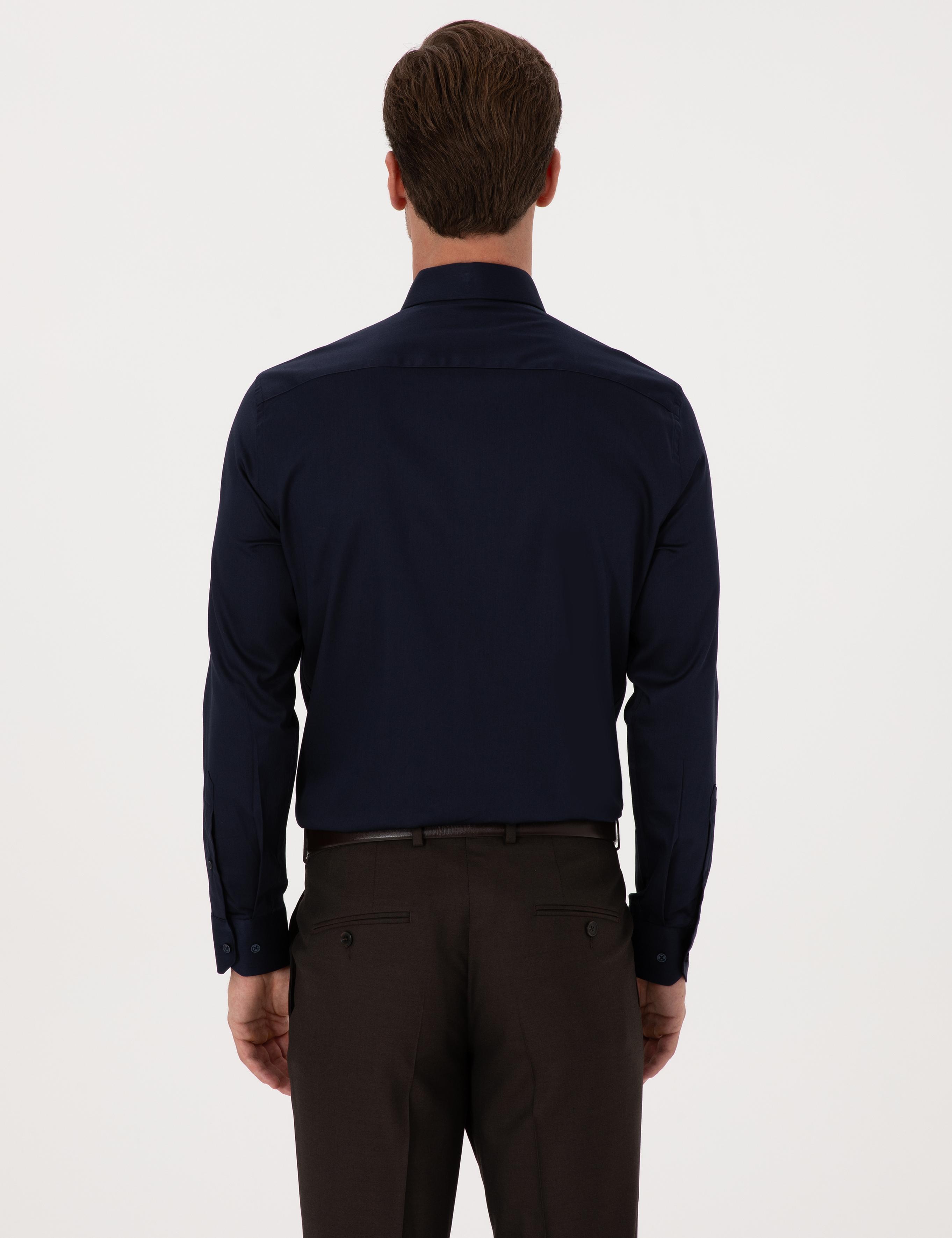 Lacivert Slim Fit %100 Pamuk Klasik Gömlek - 50318179058