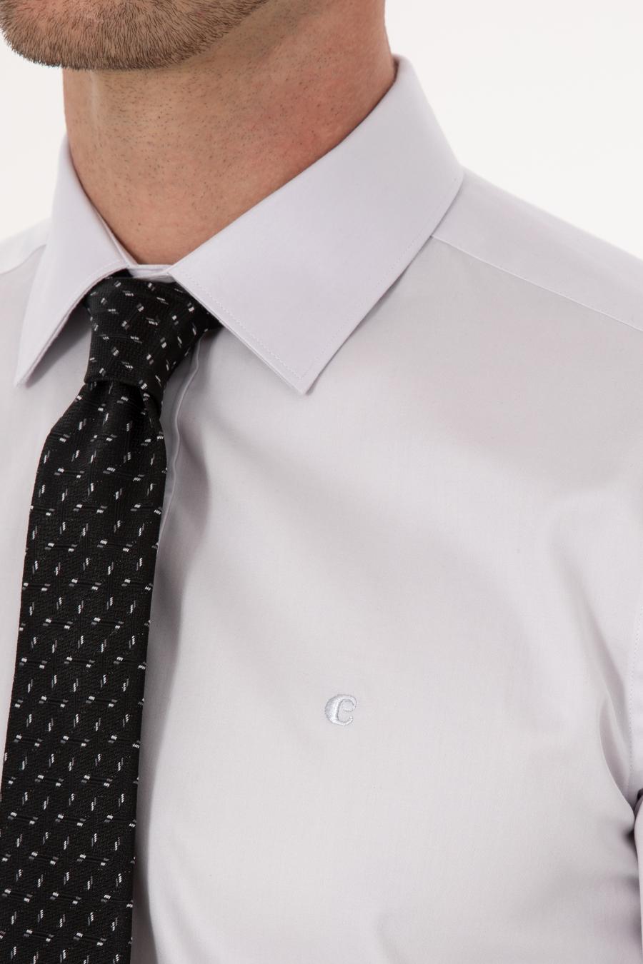 Açık Gri Slim Fit %100 Pamuk Klasik Gömlek - 50318179107