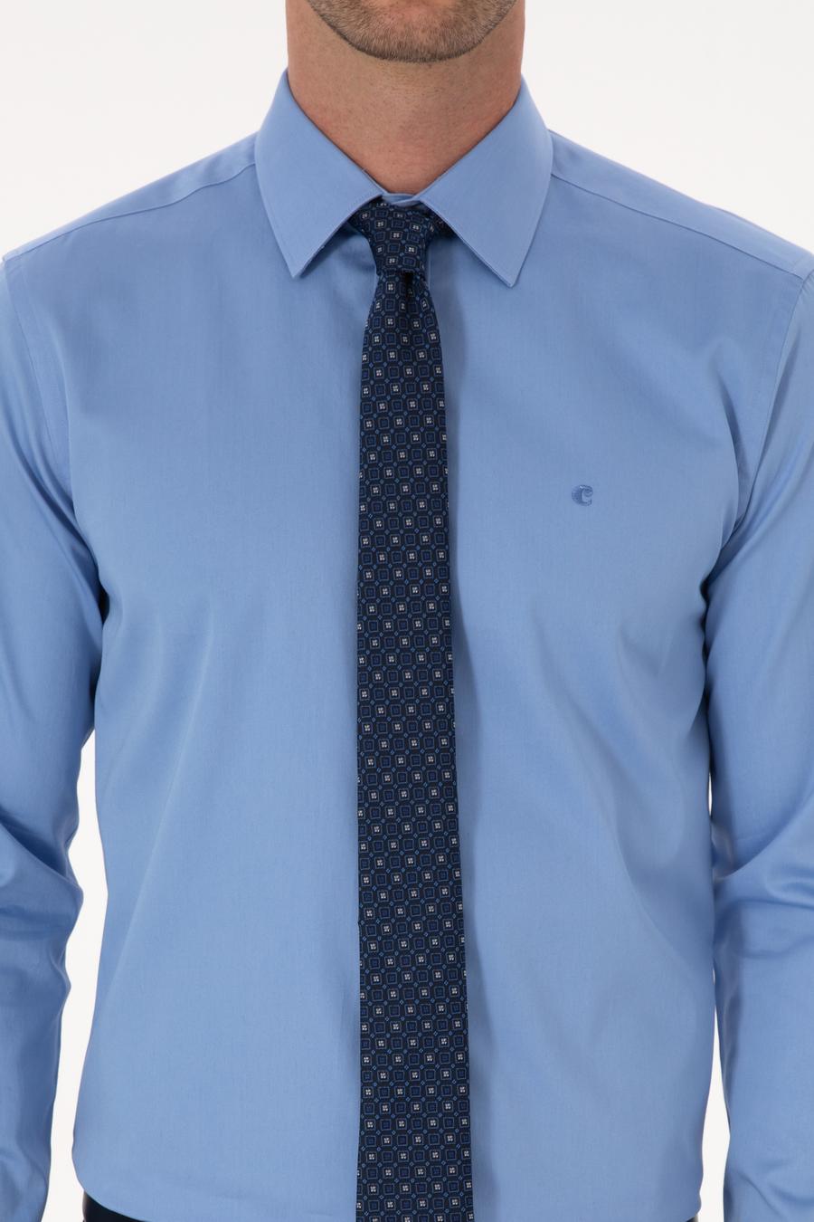Koyu Mavi Slim Fit %100 Pamuk Klasik Gömlek - 50318179073