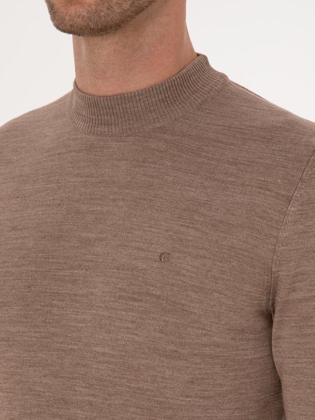 Vizon Slim Fit Yün Karışımlı Çeyrek Balıkçı Basic Triko Kazak