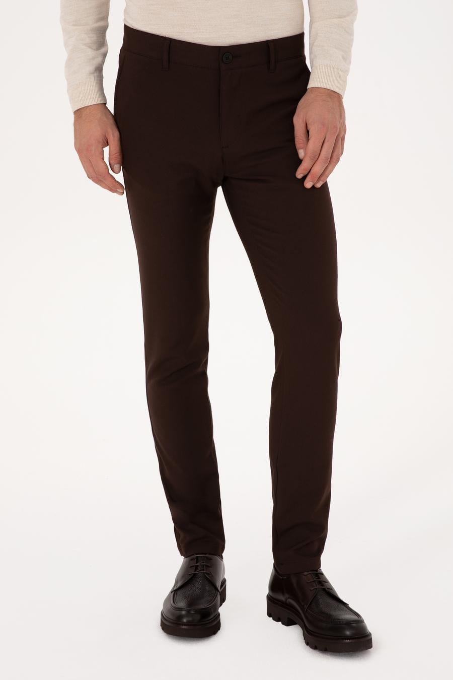 Kahverengi Slim Fit Kanvas Pantolon - 50319449043