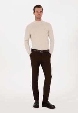 Kahverengi Slim Fit Kanvas Pantolon