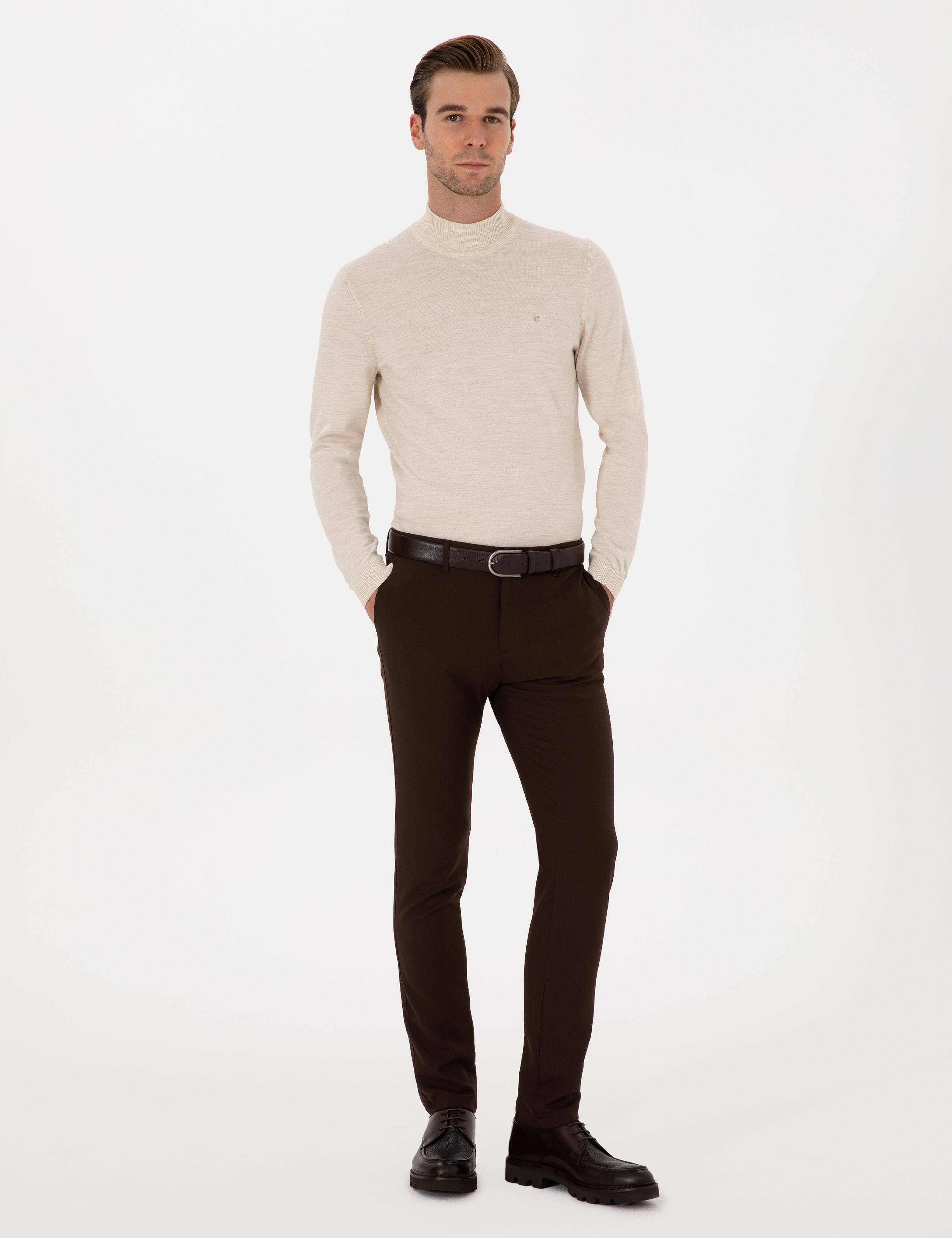 Kahverengi Slim Fit Kanvas Pantolon - 50319449043