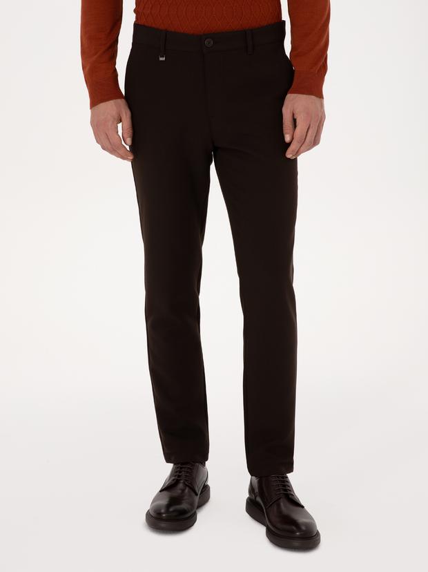 Koyu Kahverengi Slim Fit Kanvas Pantolon