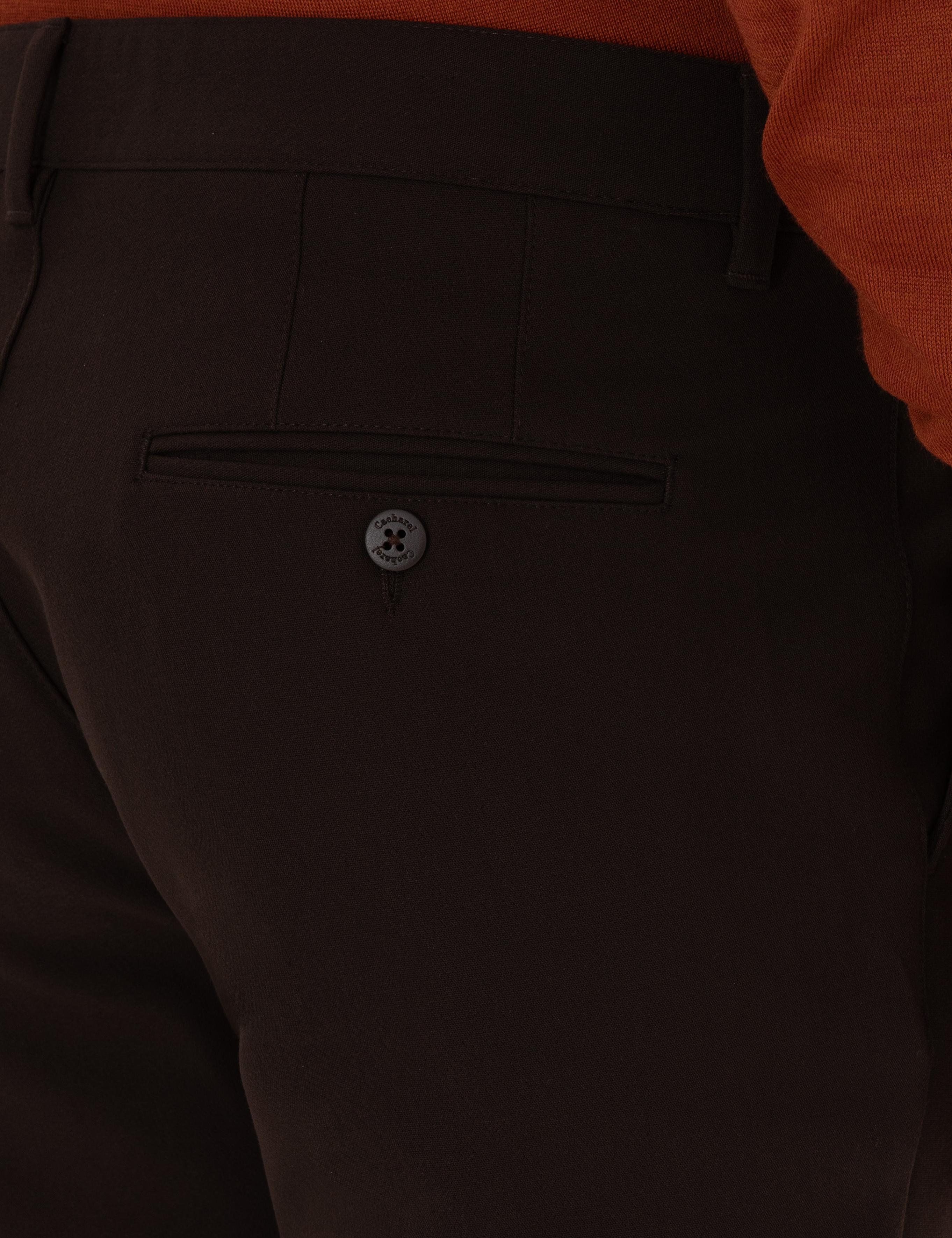 Koyu Kahverengi Slim Fit Kanvas Pantolon - 50308713339
