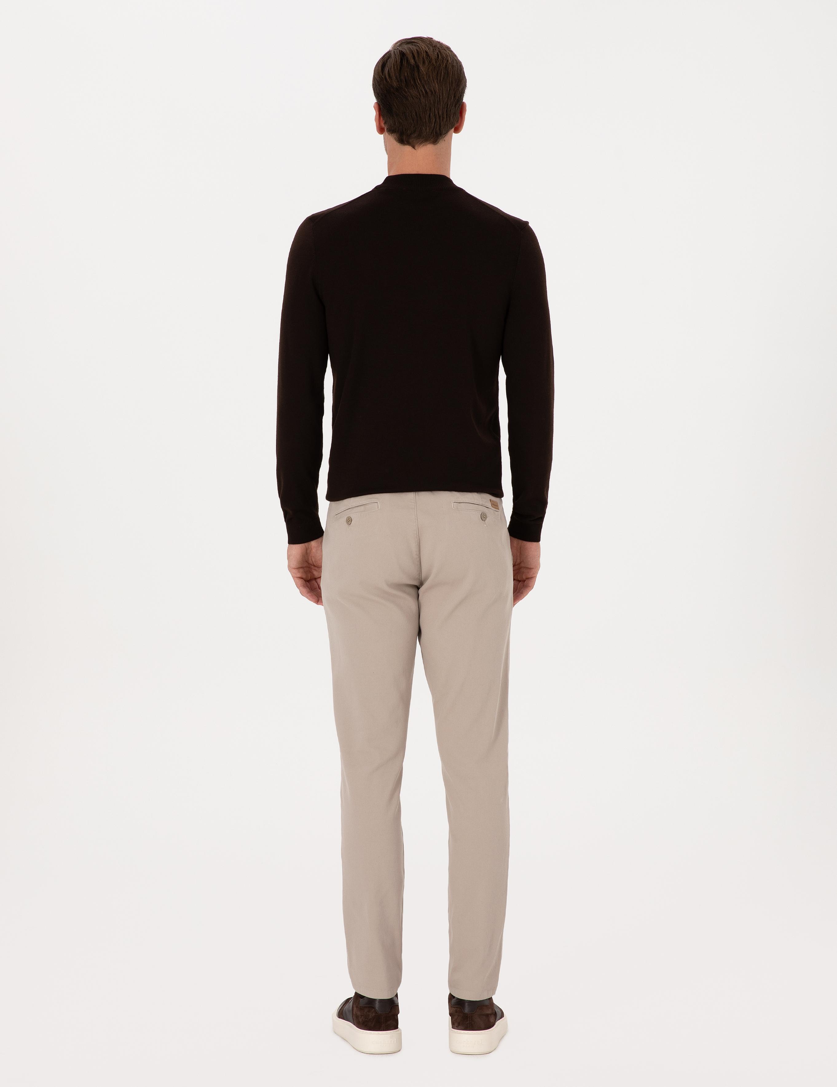 Taş Slim Fit Pamuk Karışımlı Armürlü Kanvas Pantolon - 50314084038