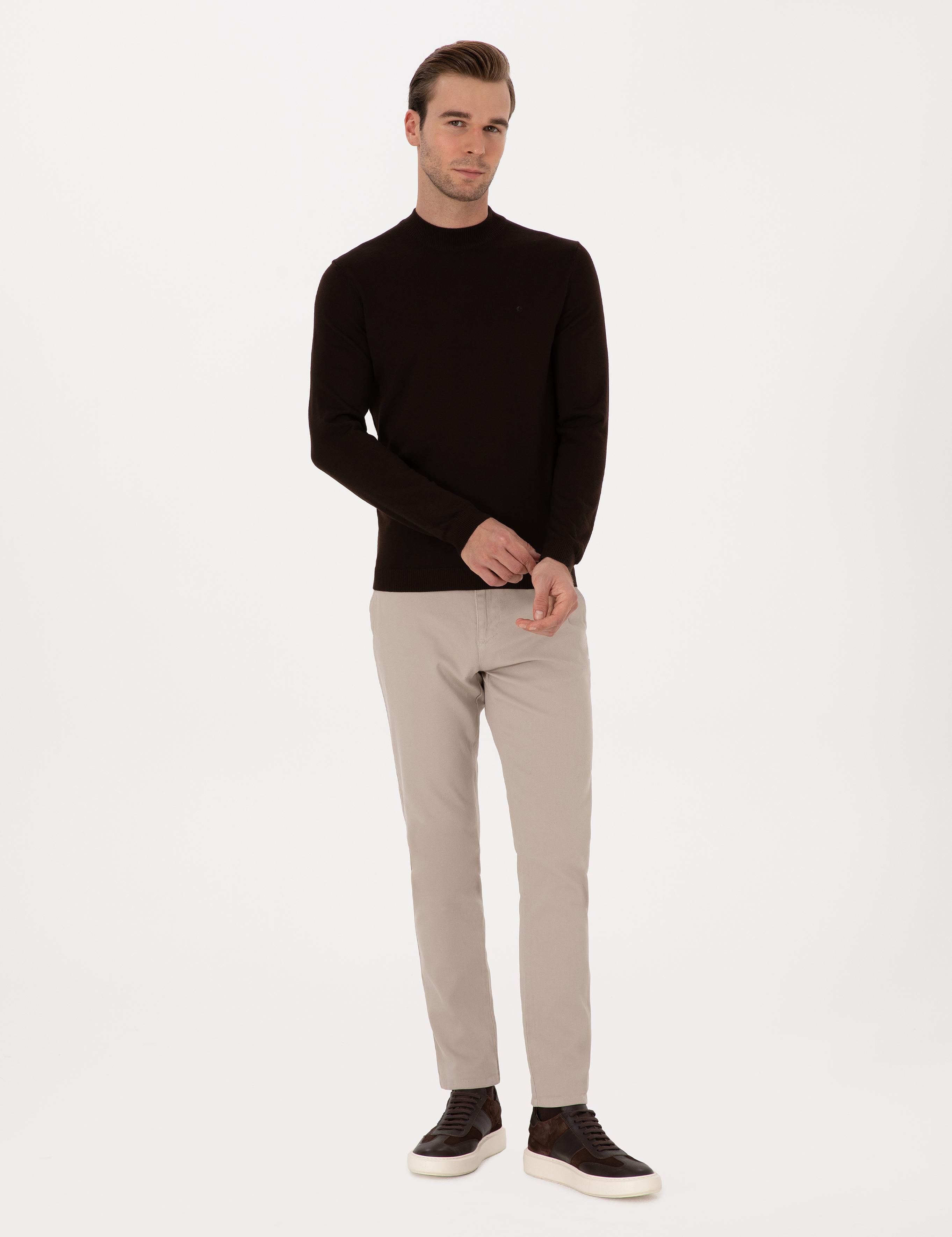 Taş Slim Fit Pamuk Karışımlı Armürlü Kanvas Pantolon - 50314084038