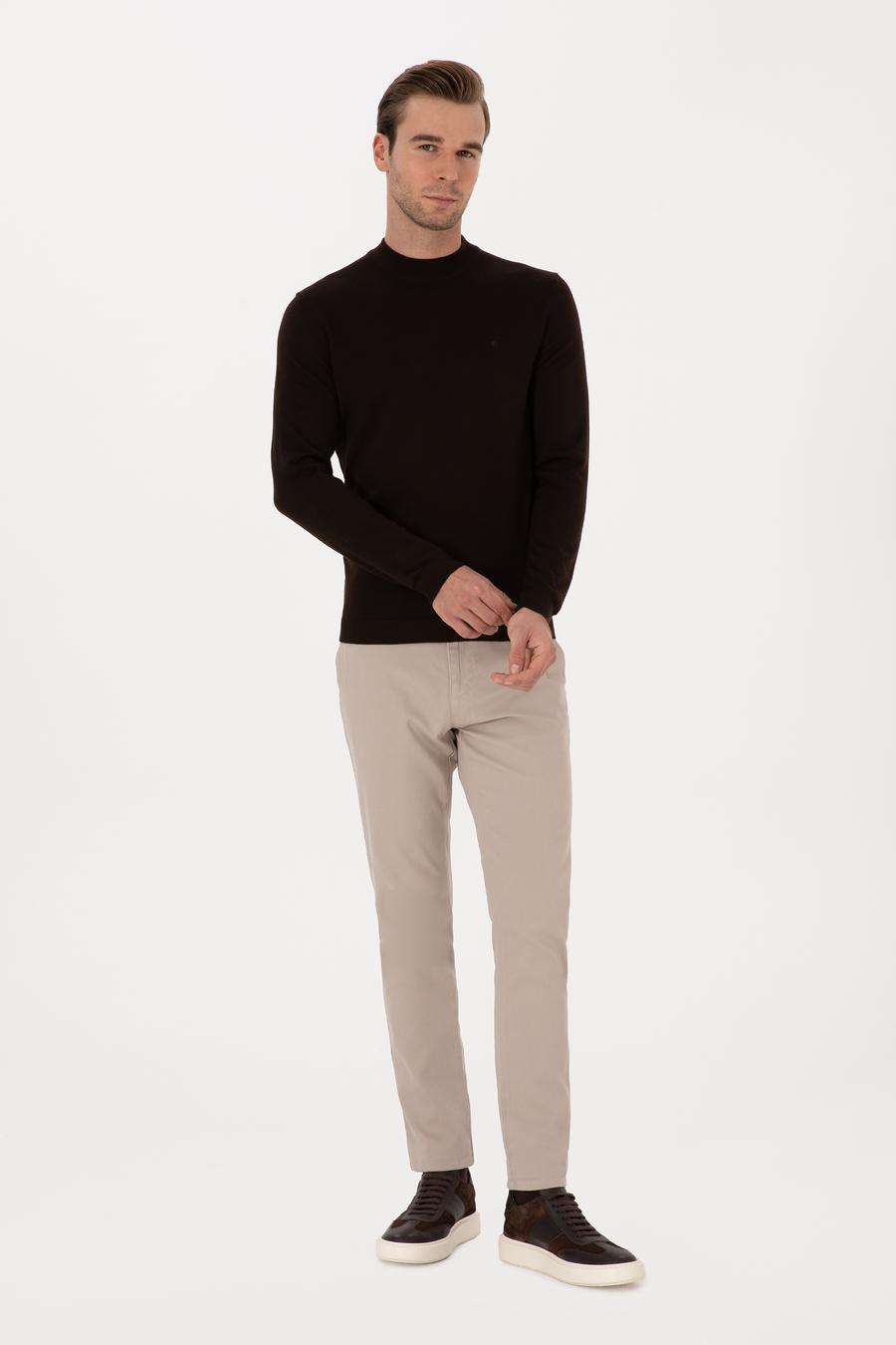 Taş Slim Fit Pamuk Karışımlı Armürlü Kanvas Pantolon - 50314084038