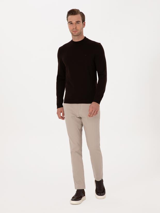 Taş Slim Fit Pamuk Karışımlı Armürlü Kanvas Pantolon