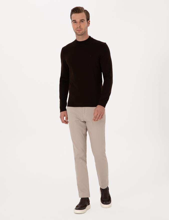 Taş Slim Fit Pamuk Karışımlı Armürlü Kanvas Pantolon