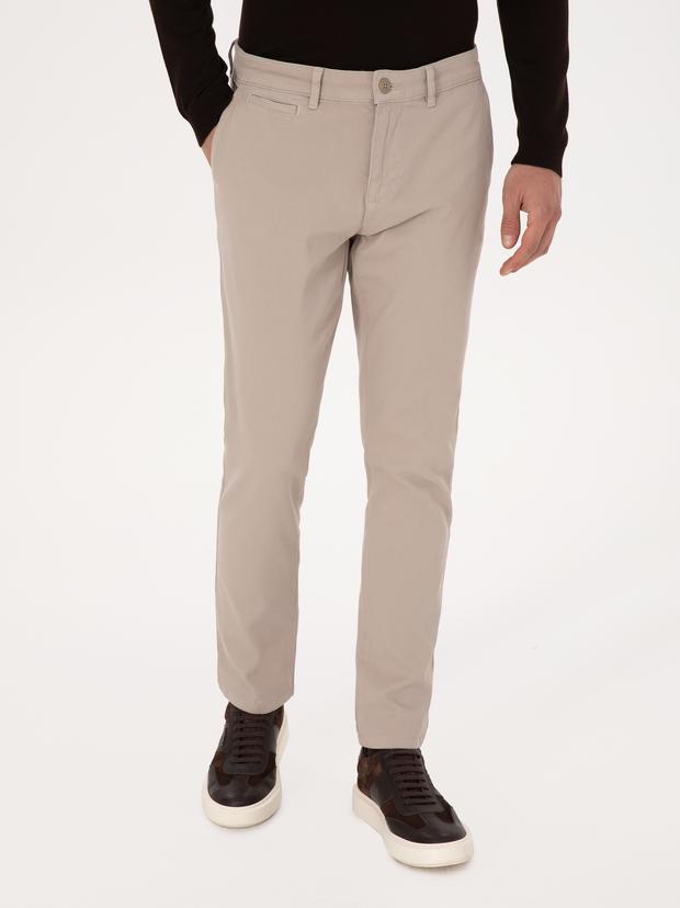 Taş Slim Fit Pamuk Karışımlı Armürlü Kanvas Pantolon