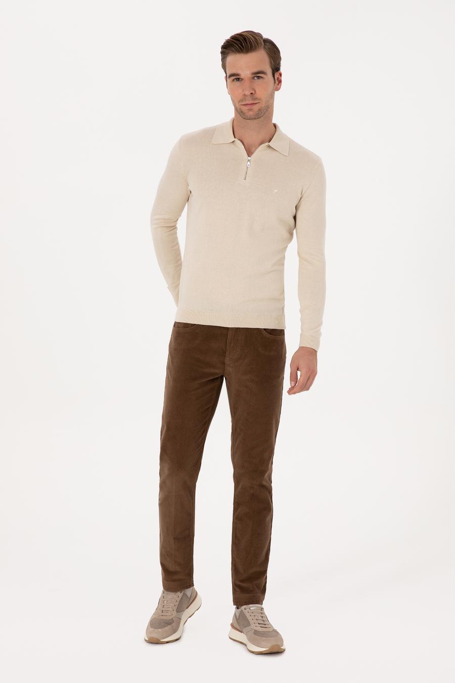 Vizon Straight Fit Pamuk Karışımlı İnce Fitilli Kadife Kanvas Pantolon - 50314000153