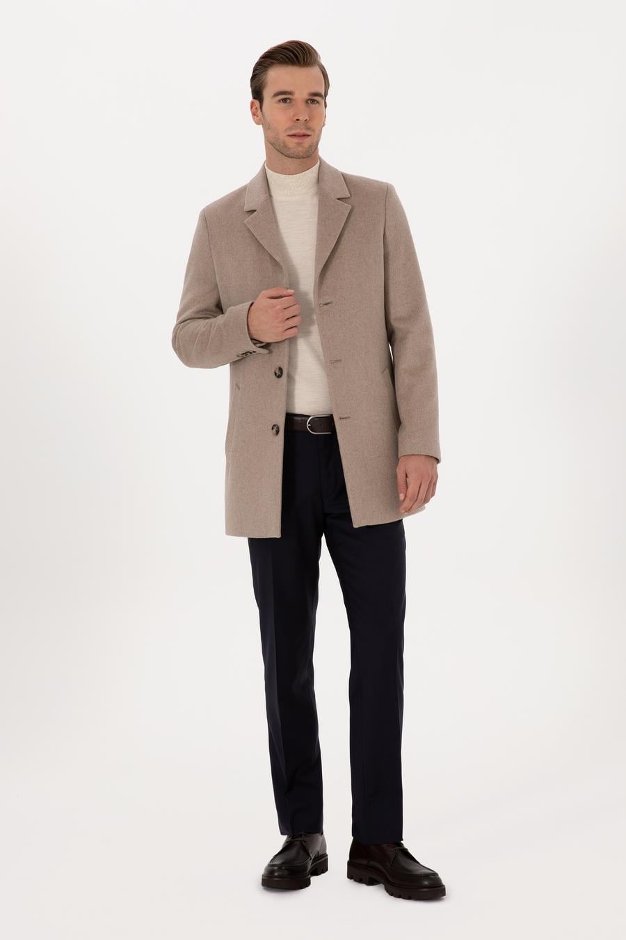 Vizon Ex Slim Fit Yün Karışımlı Palto - 50314593025
