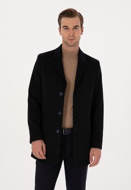 Lacivert Ex Slim Fit Yün Karışımlı Palto