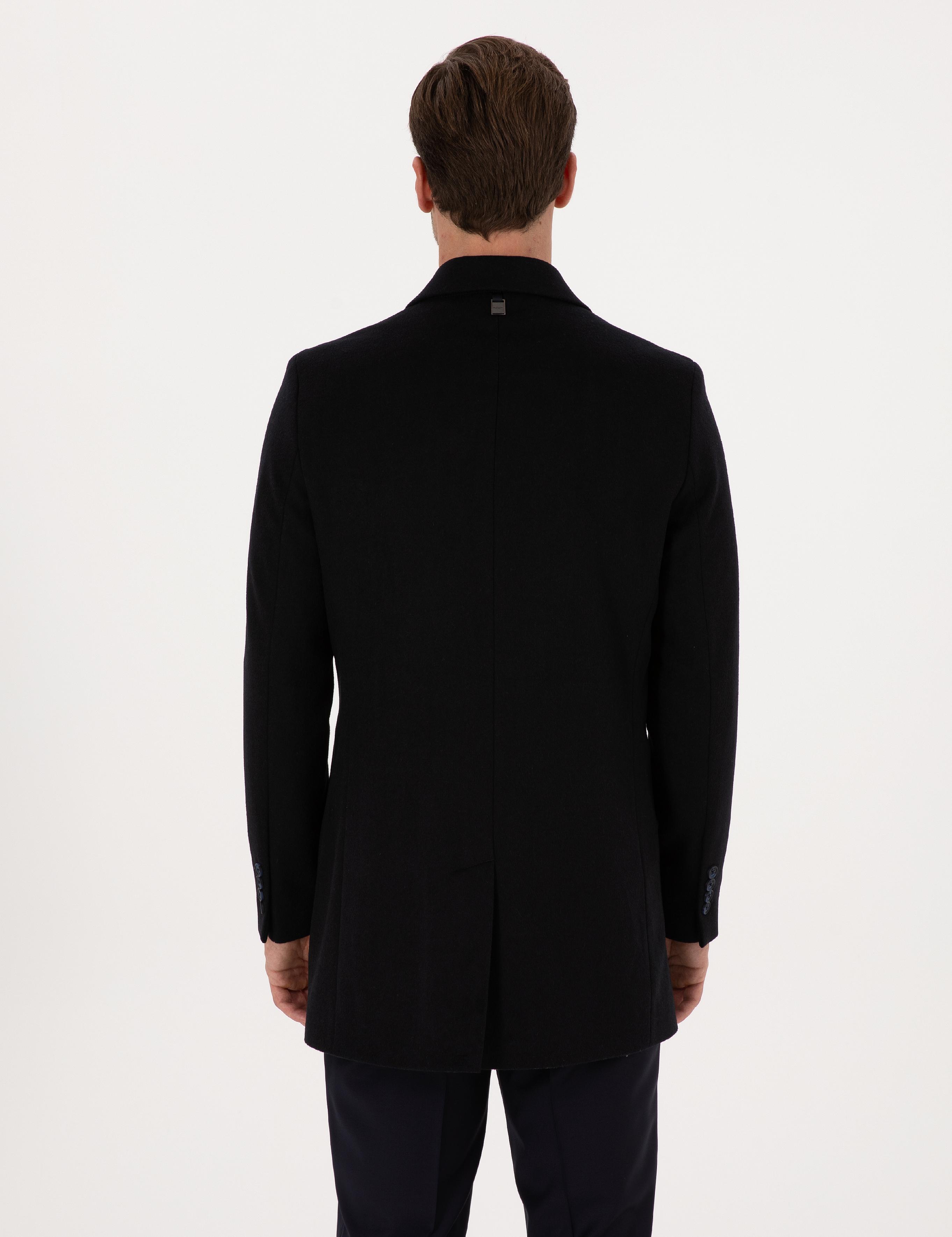 Lacivert Ex Slim Fit Yün Karışımlı Palto - 50314593015