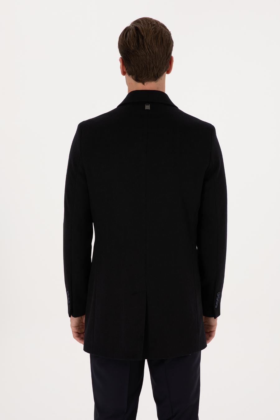 Lacivert Ex Slim Fit Yün Karışımlı Palto - 50314593015
