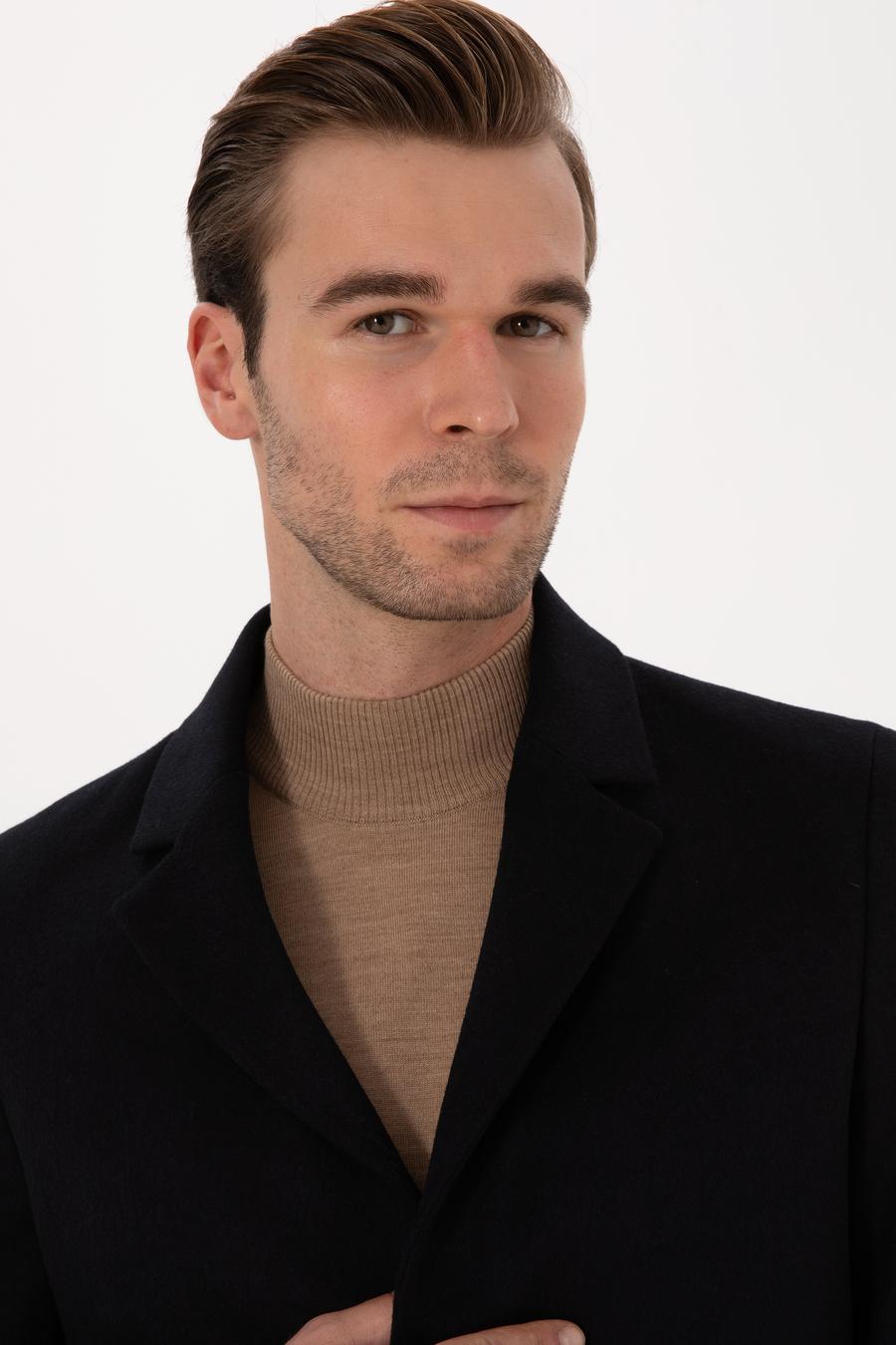 Lacivert Ex Slim Fit Yün Karışımlı Palto - 50314593015