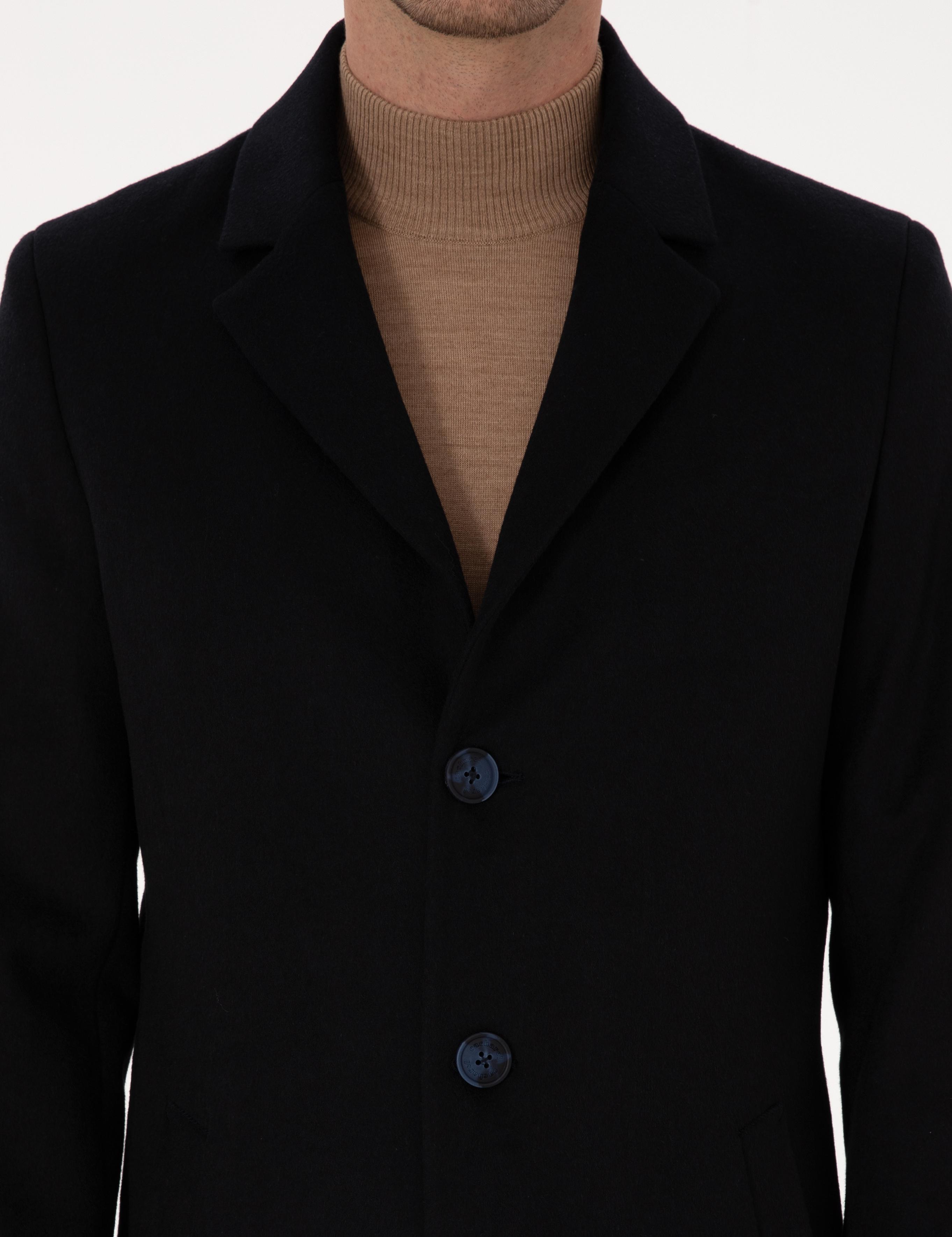 Lacivert Ex Slim Fit Yün Karışımlı Palto - 50314593015