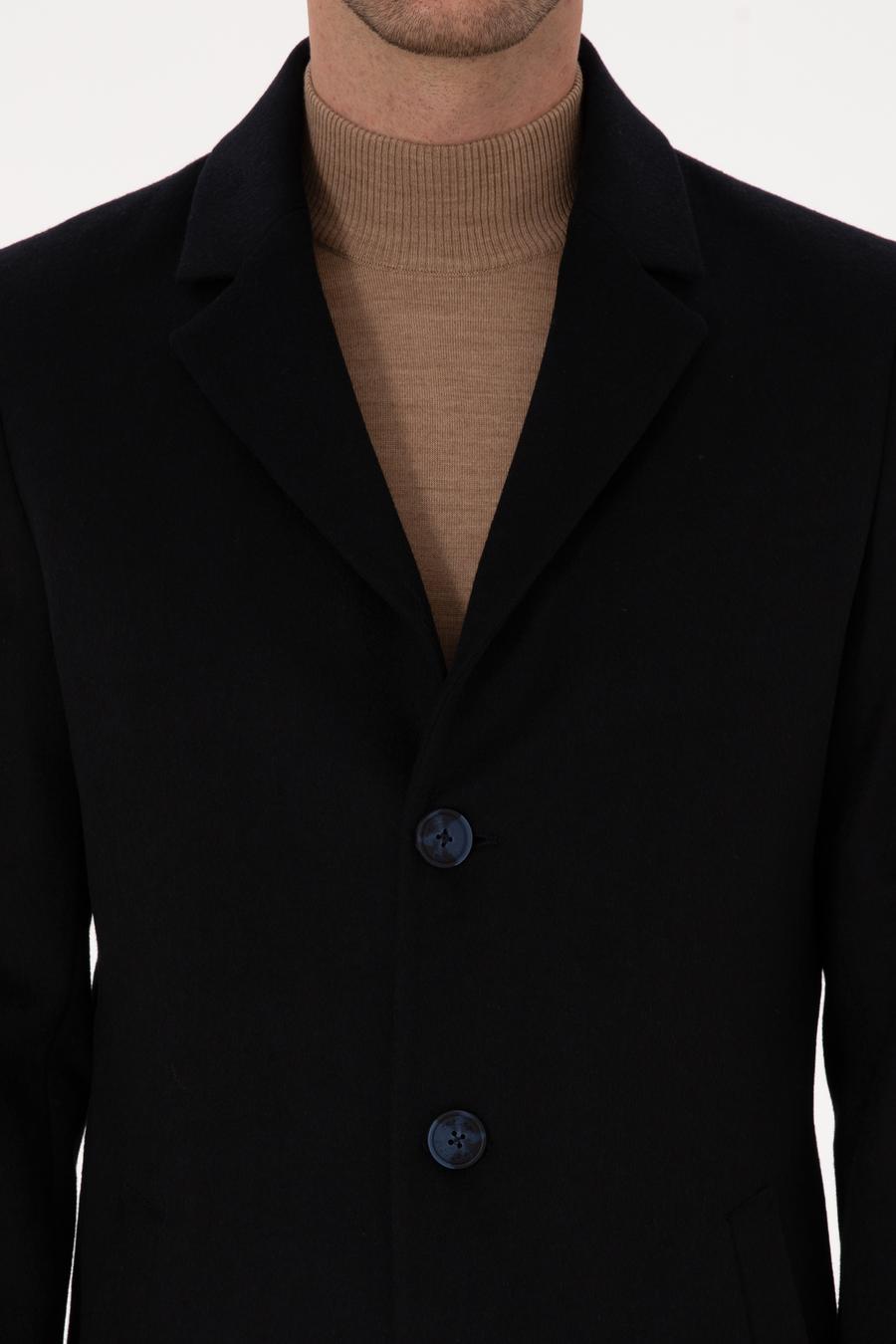 Lacivert Ex Slim Fit Yün Karışımlı Palto - 50314593015