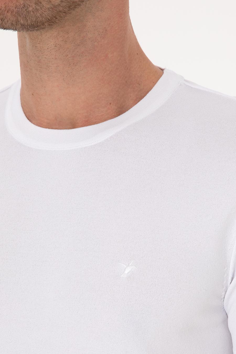 Beyaz Slim Fit Bisiklet Yaka Triko T-shirt - 50314608005