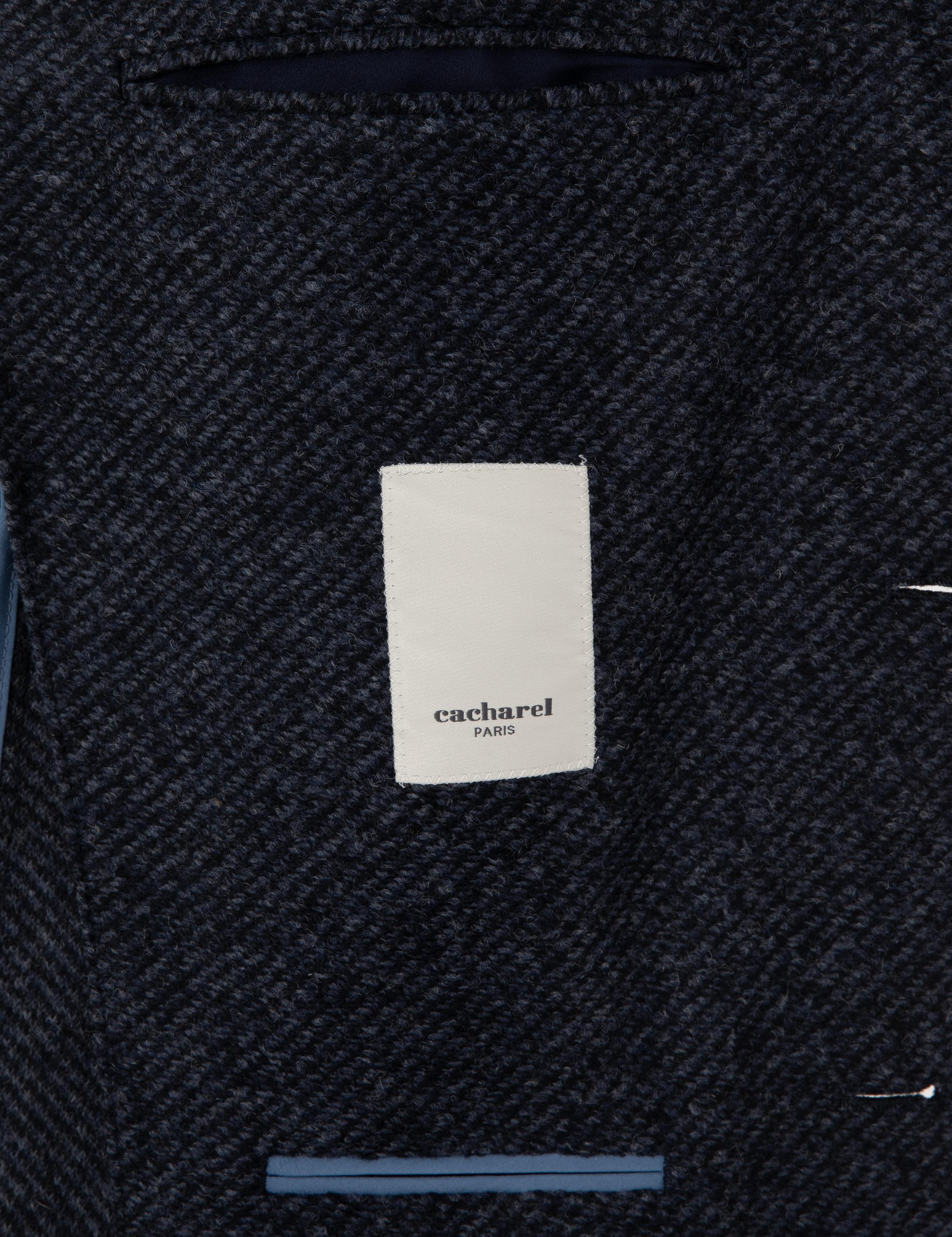 Lacivert Slim Fit Yün Karışımlı Flanel Görünümlü Ceket - 50316800017