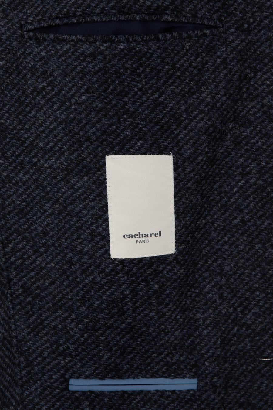 Lacivert Slim Fit Yün Karışımlı Flanel Görünümlü Ceket - 50316800017