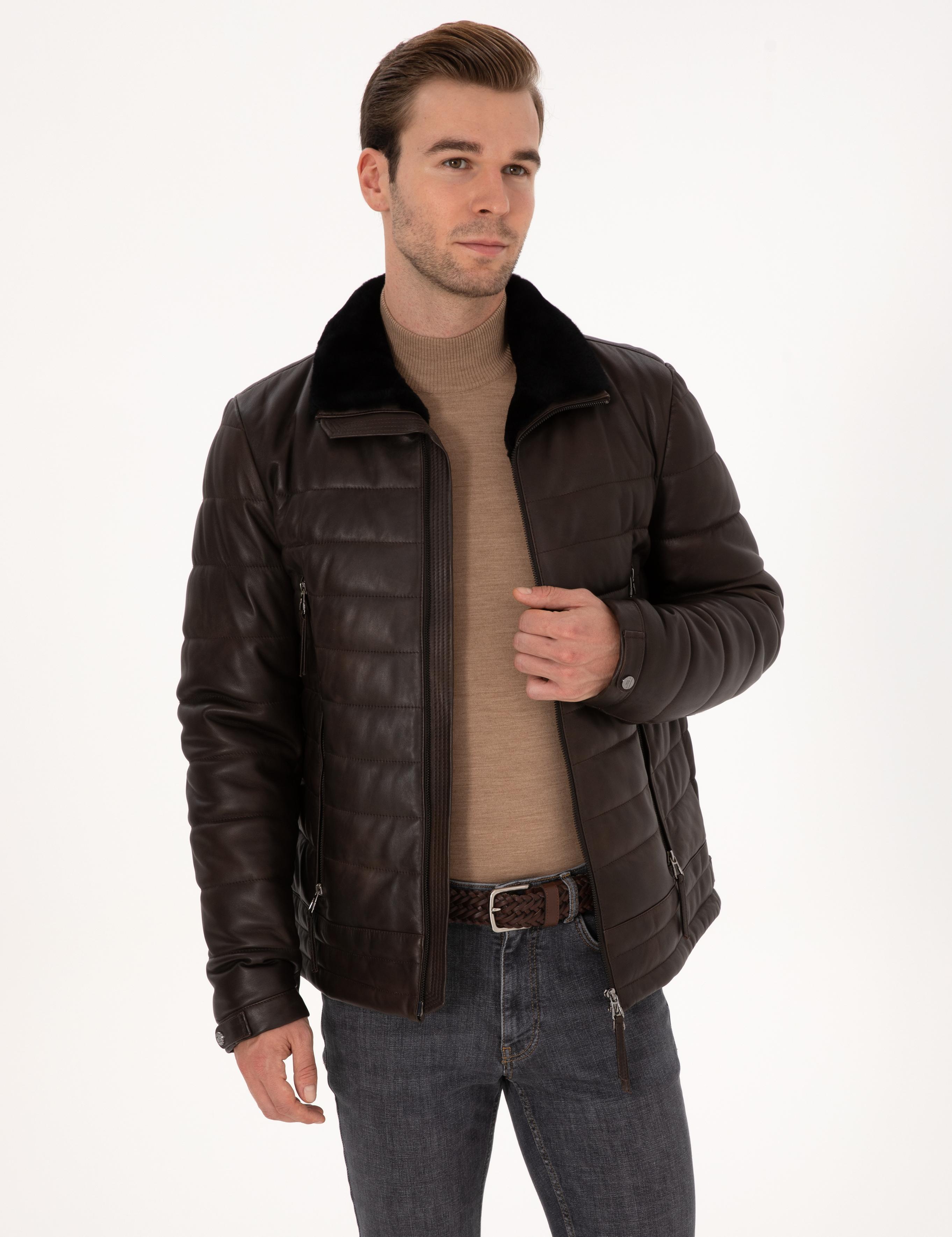 Kahverengi %100 Deri Mont - 50314566003