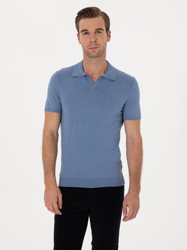 İndigo Slim Fit Apaş YakaTriko T-shirt