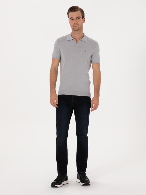Koyu Lacivert  Slim Fit Pamuk Karışımlı Jean Pantolon