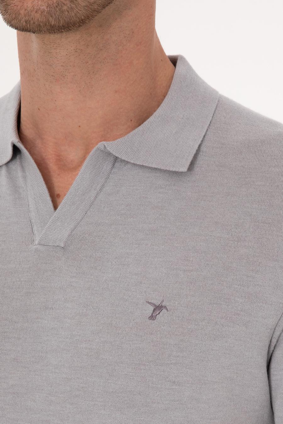 Gri Slim Fit Modal Karışımlı Apaş Yaka Triko T-shirt - 50313020039