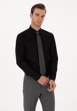 Siyah Slim Fit Uzun Kollu Gömlek