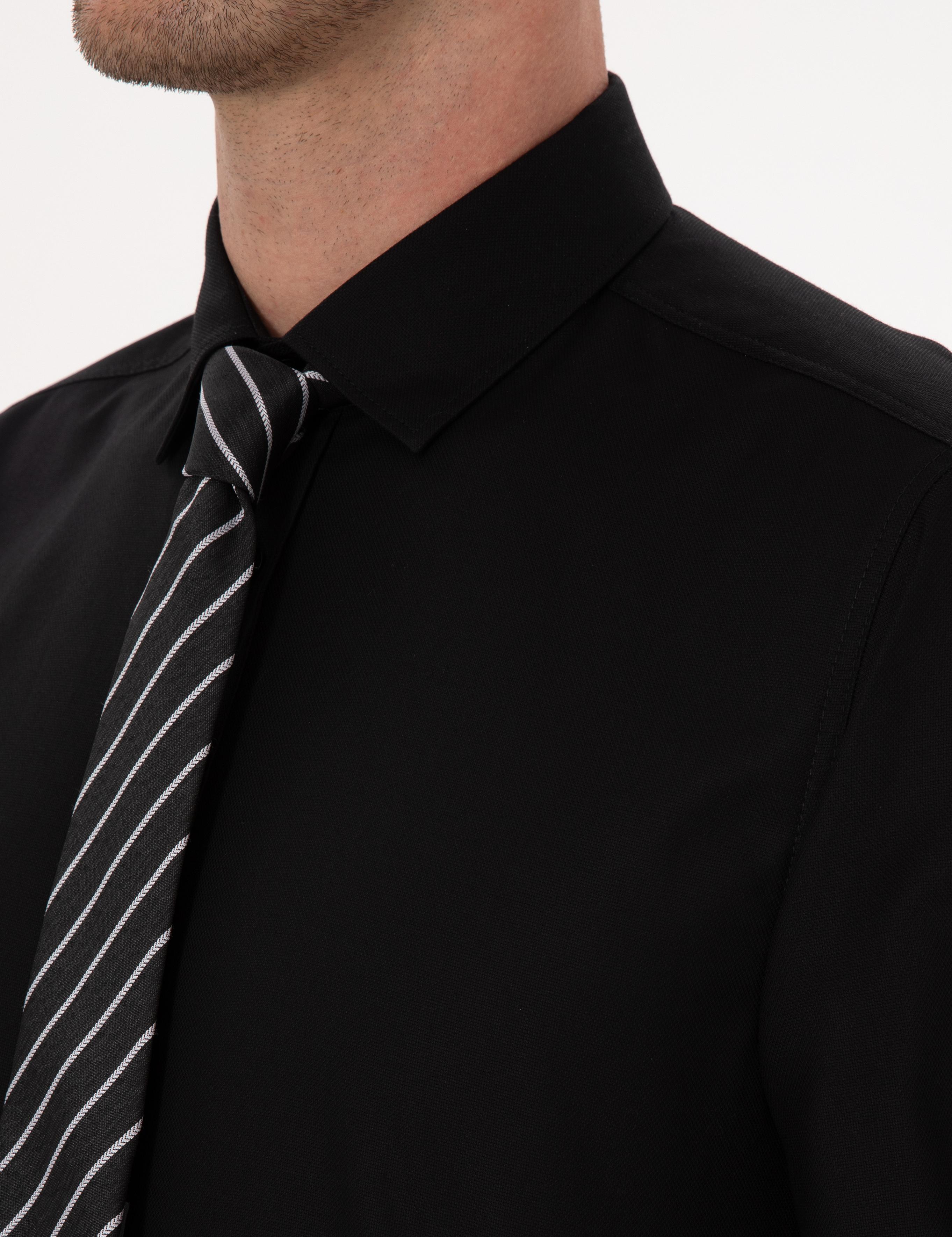 Siyah Slim Fit Uzun Kollu Gömlek - 50291673124