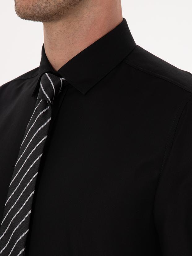 Siyah Slim Fit Uzun Kollu Gömlek