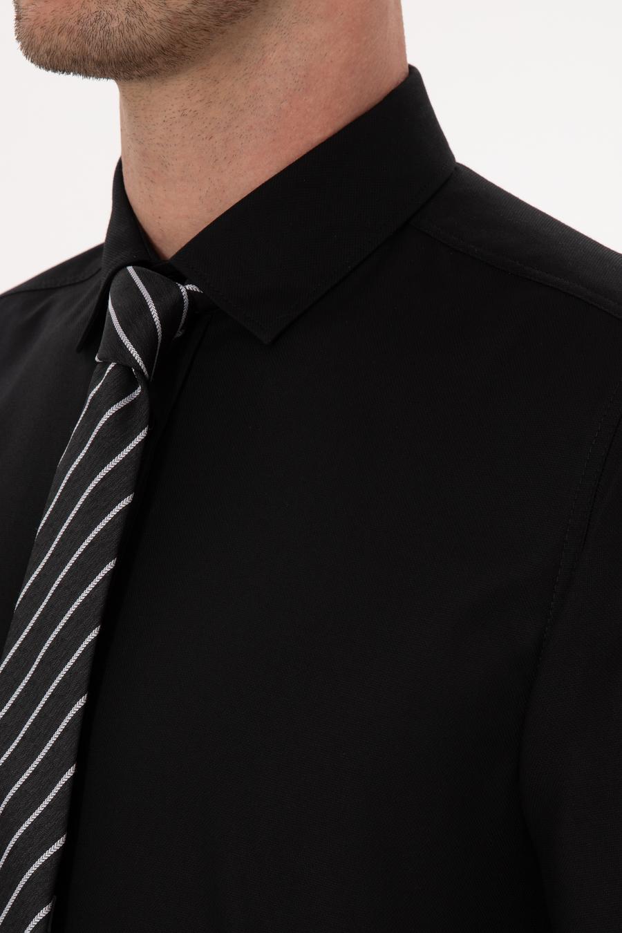 Siyah Slim Fit Uzun Kollu Gömlek - 50291673124