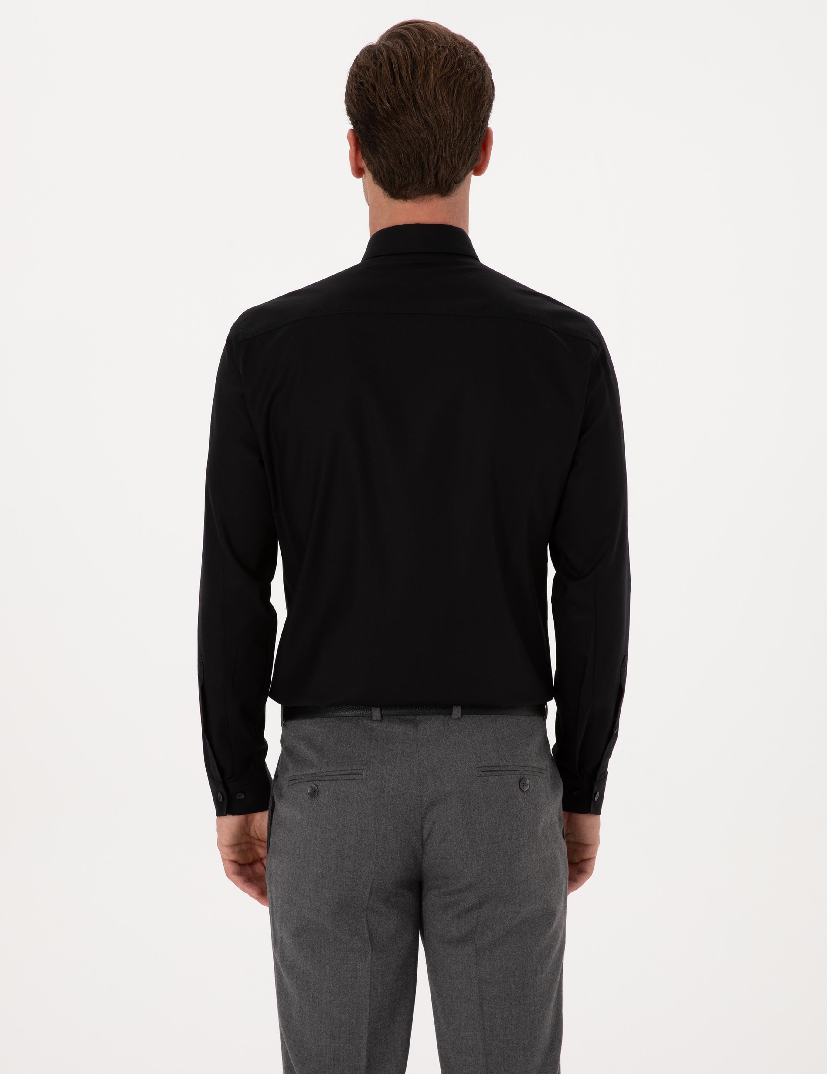 Siyah Slim Fit Uzun Kollu Gömlek - 50291673124