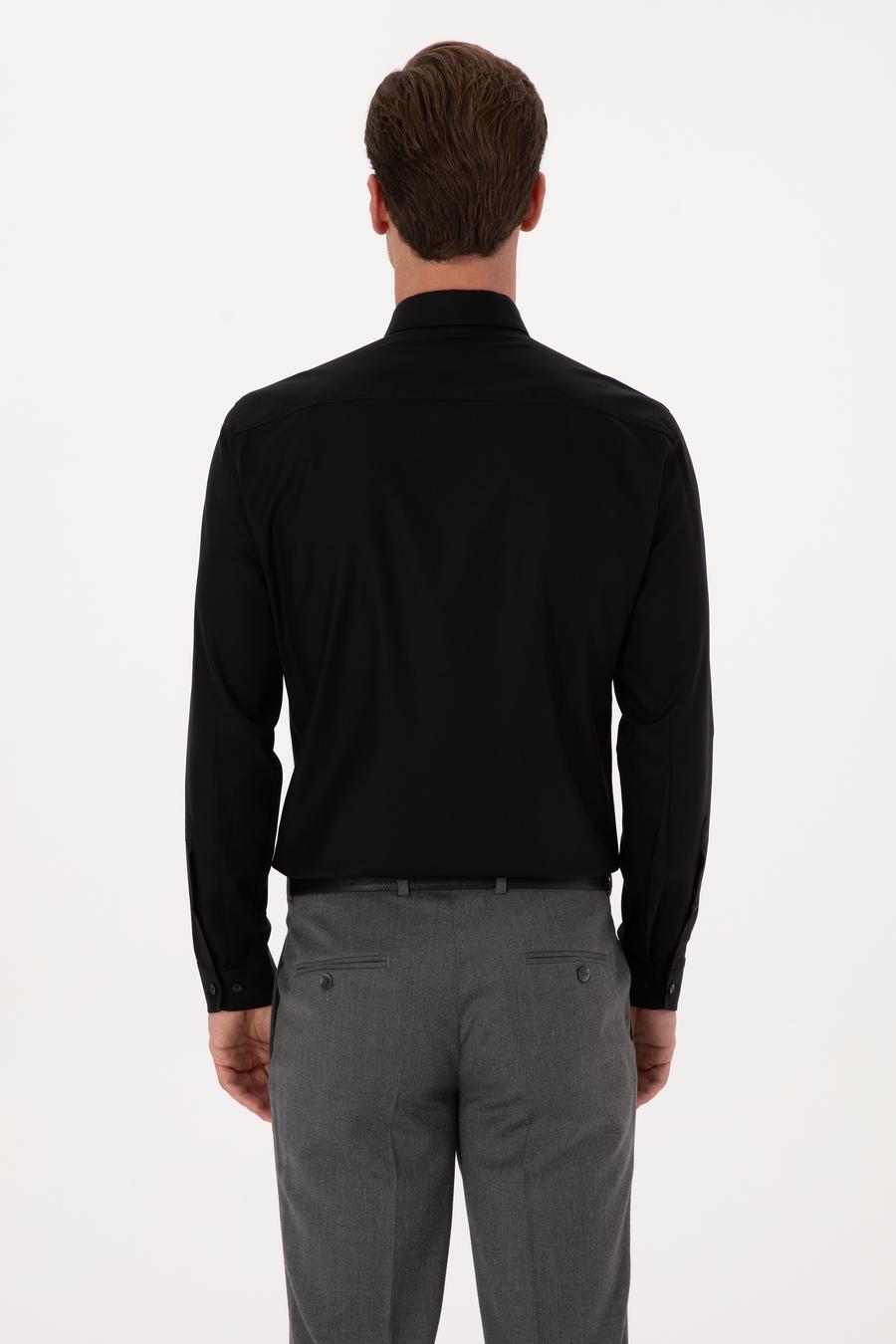 Siyah Slim Fit Uzun Kollu Gömlek - 50291673124